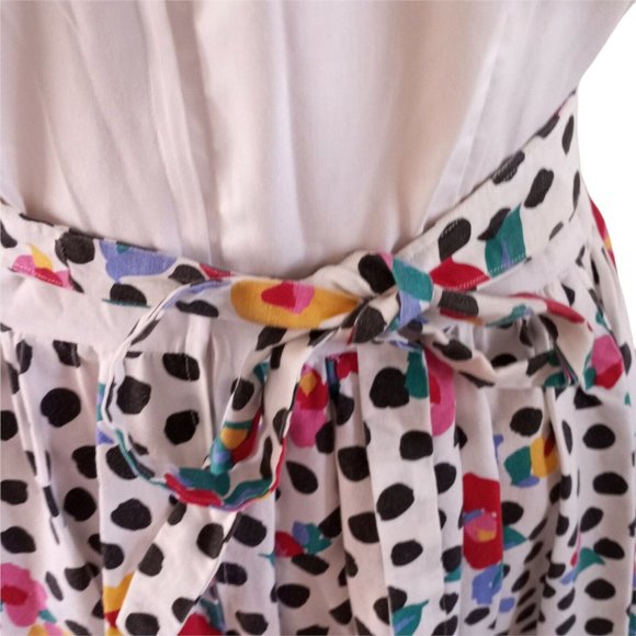 Vintage Square Dancing Dress Swing Polka Dot Floral  Handmade Size 12 - Picture 7 of 10